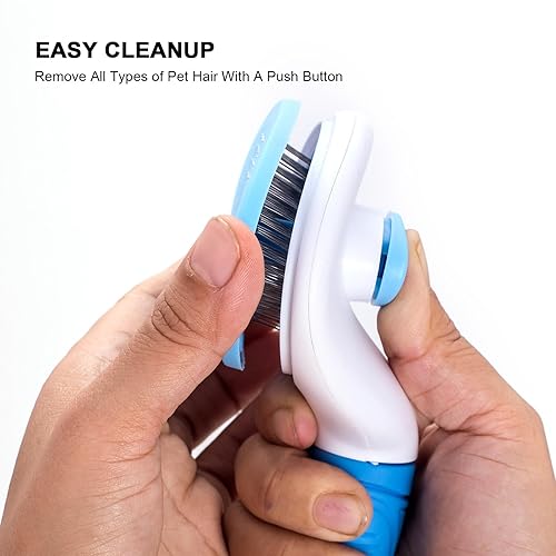 Miniatura 6 de Cepillo deslizante de autolimpieza, cepillo para gatos y perros, cepillo para cobertizo de aseo de gatos y perros, fácil de quitar, capa inferior