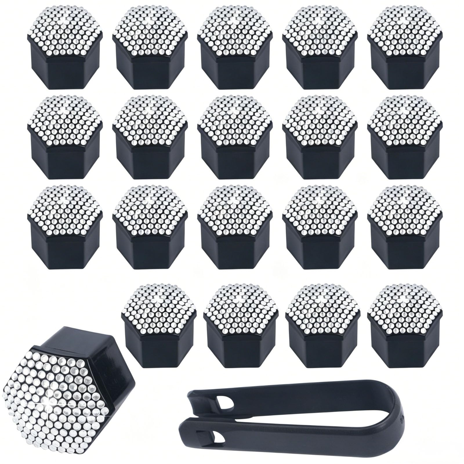 ONEMAJI 20Pcs Car Tyre Wheel Nut Caps for Audi RS3 (8VA) Sportback 2015-2020, Hexagonal Bolt Covers Lug Nut Protectors Shiny Vehicle Rim Styling Accessories,White-21mm