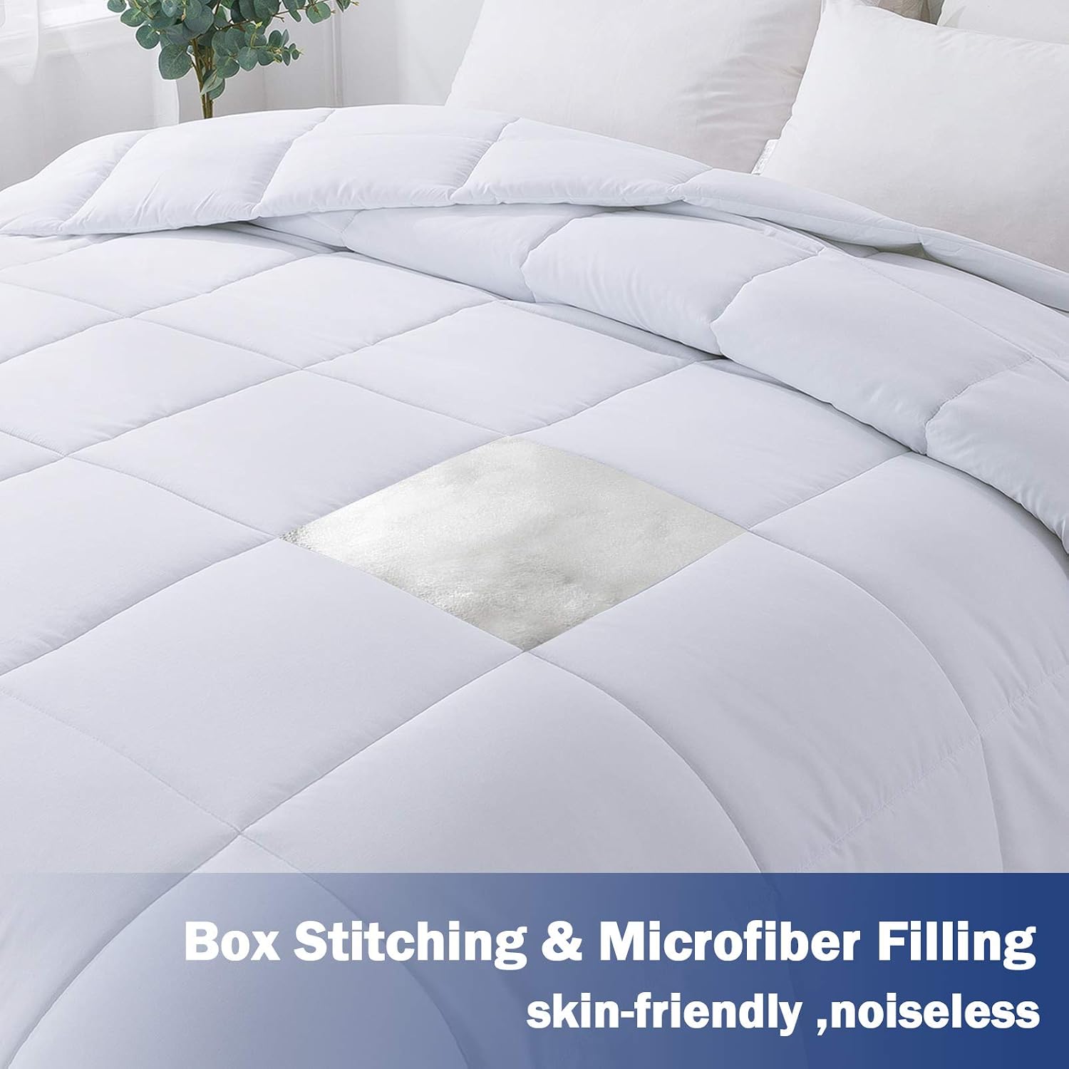 WhatsBedding King Down Alternative Comforter - All Season Lightweight Duvet Insert or Stand-Alone Comforter with Corner Tabs - White （102×90 Inch）
