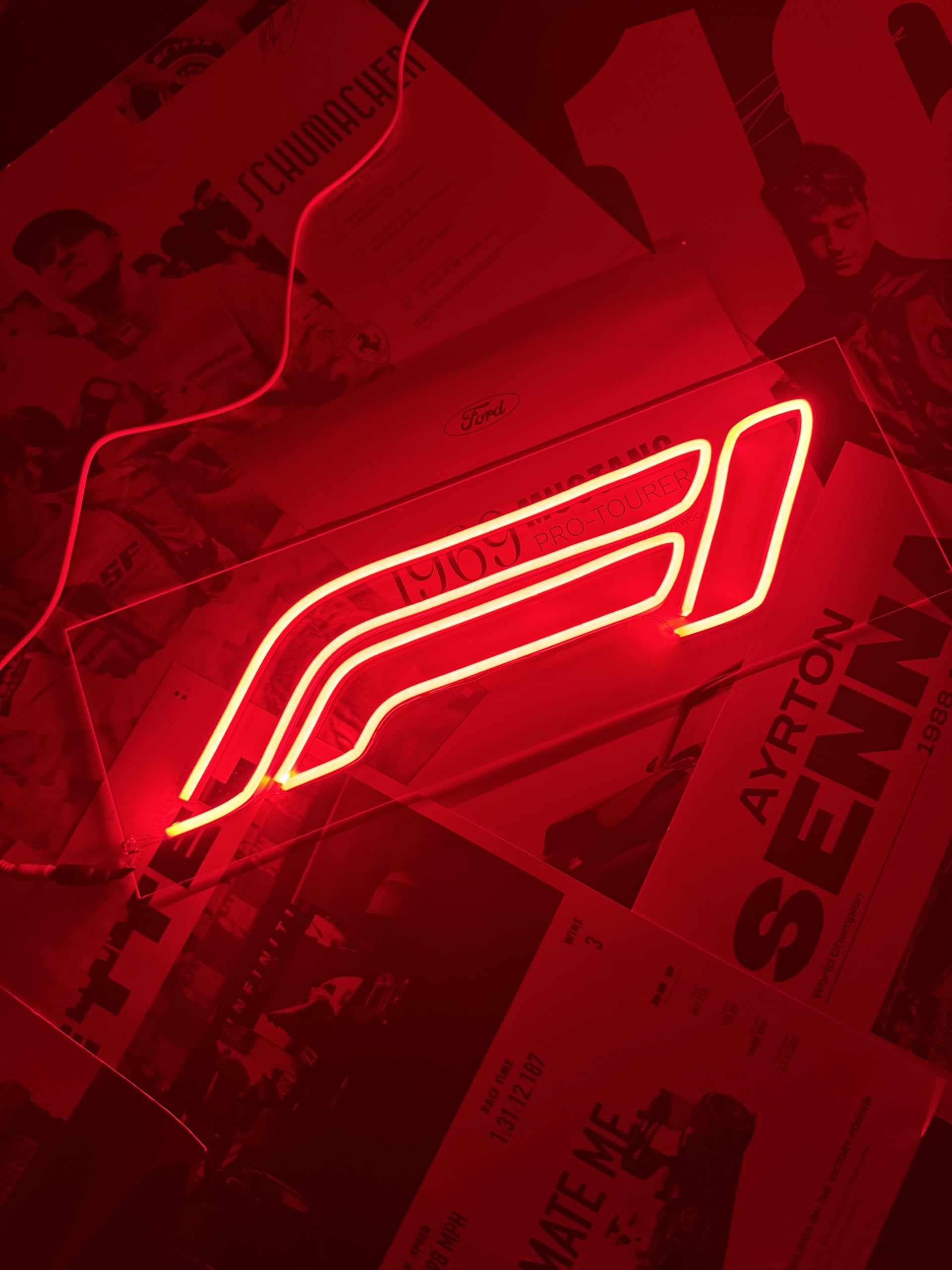 PodiumPe F1 Logo Neon LED Light in Racing Red | Aesthetic Formula