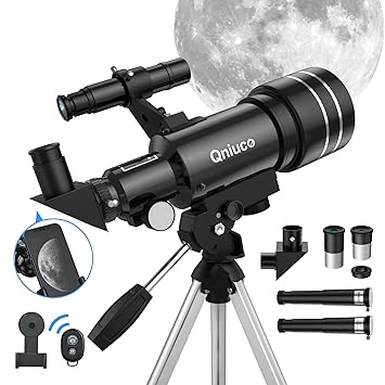 Telescope for Adults Beginners, 70mm Aperture Refractor Telescopes for Astronomy Beginners, Portable Travel Telescope Astronomy Gifts