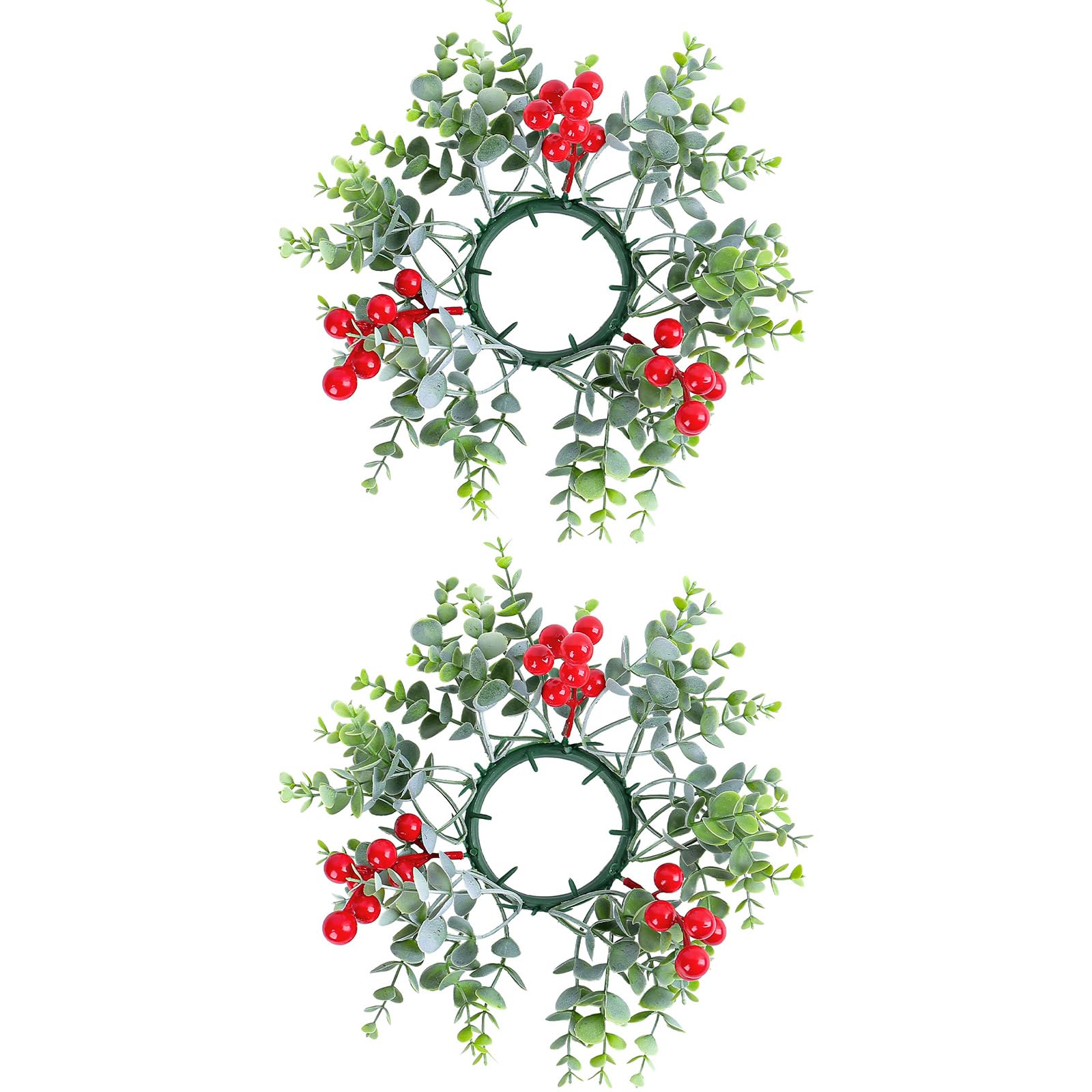 Xinsheinelry Artificial Berries Holder Rings Holiday Candlestick Wreath for Christmas Farmhouses Table Centerpieces Decors Holiday Decoration