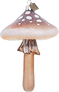 RAZ Imports Eric Cortina Mushroom Ornament, 5-inch Height, Brown, Glass and Resin