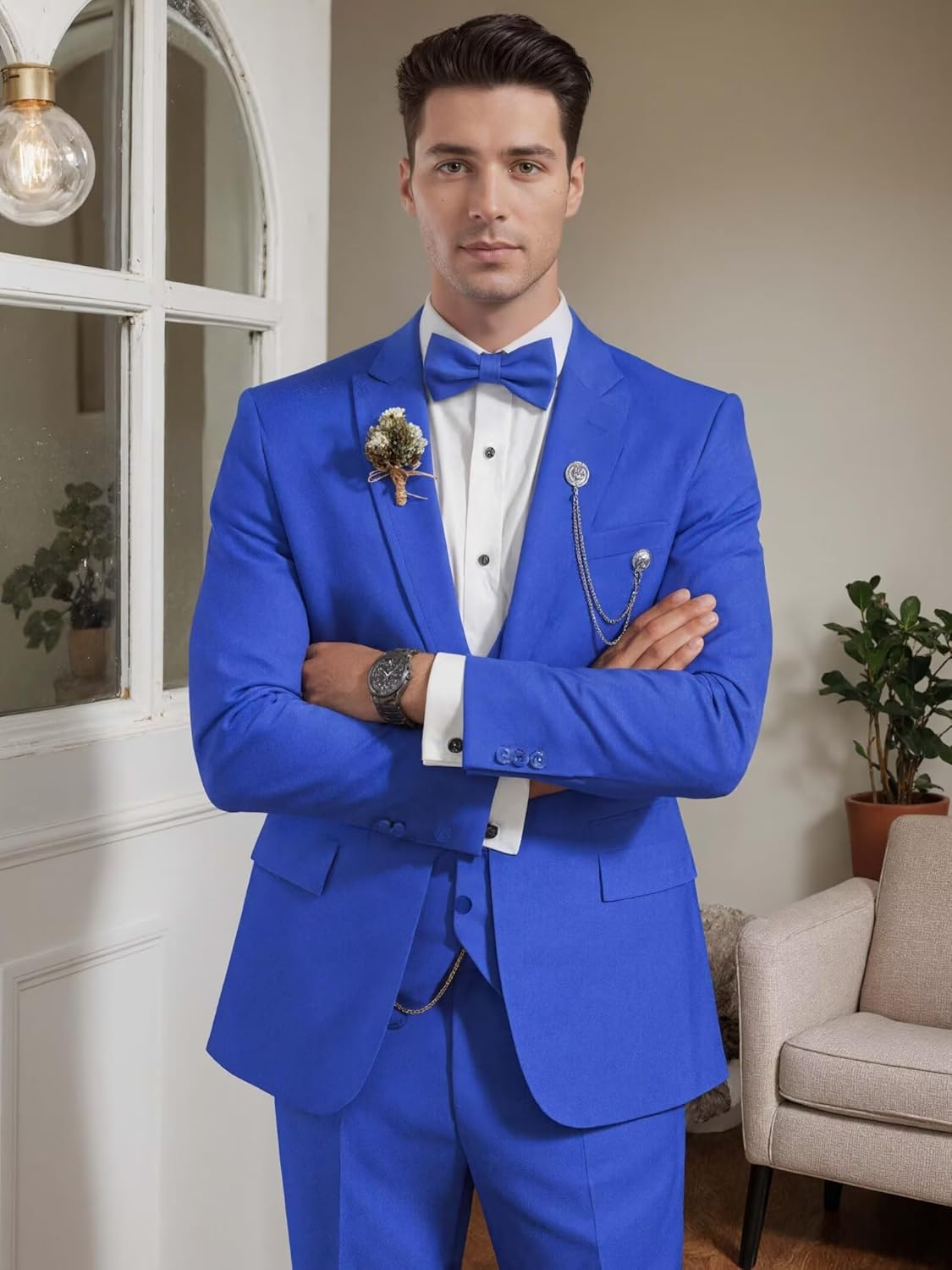 Suits for Men Slim Fit 3 Piece Single Breasted Big and Tall Tuxedo for Men Business Wedding Prom Casual Formal