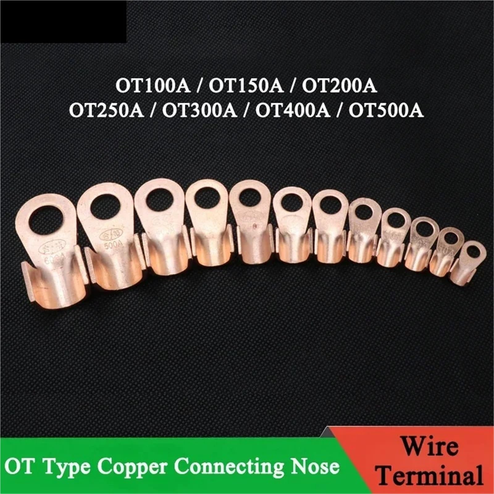 Terminal De Cable Conector De Empalme Extremo Cable Engarce Nariz Alambre Boca Abierta Cobre Rojo Tipo OT 100-500A(400A,10 pieces)