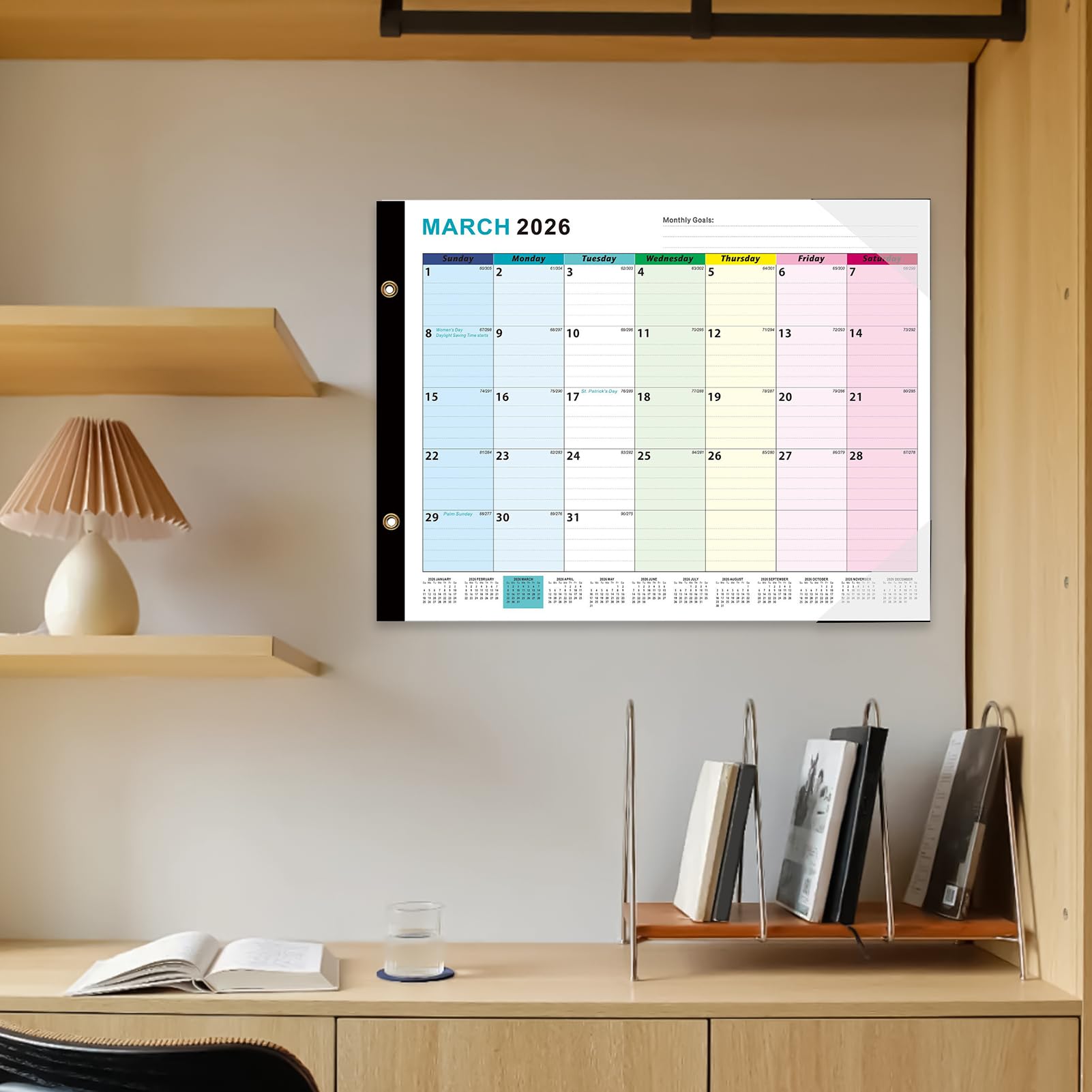 Trocken Löschbarer Kalender Für Die Wand | Januar 2026 Bis Juni 2027 Wandplaner Organizer | Wiederbeschreibbarer Terminplaner Mit Marker | Für Schule Büro Wohnzimmer