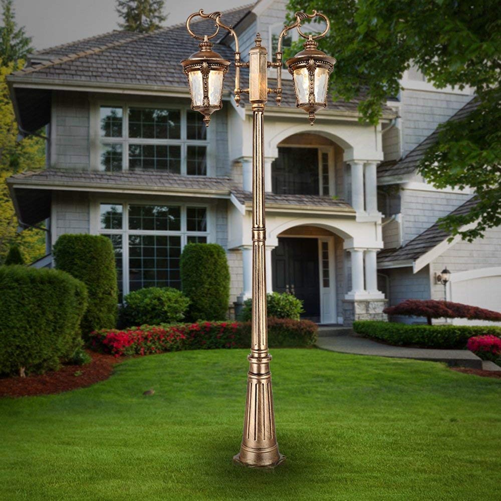 185 cm 2-światła LED Lampa ogrodowa Latarnia zasilana energią słoneczną Patio Ścieżka Chodnik Zewnętrzna Wodoodporna Lampa uliczna Słupek Lampa ogrodowa Lampa stołowa Lam,