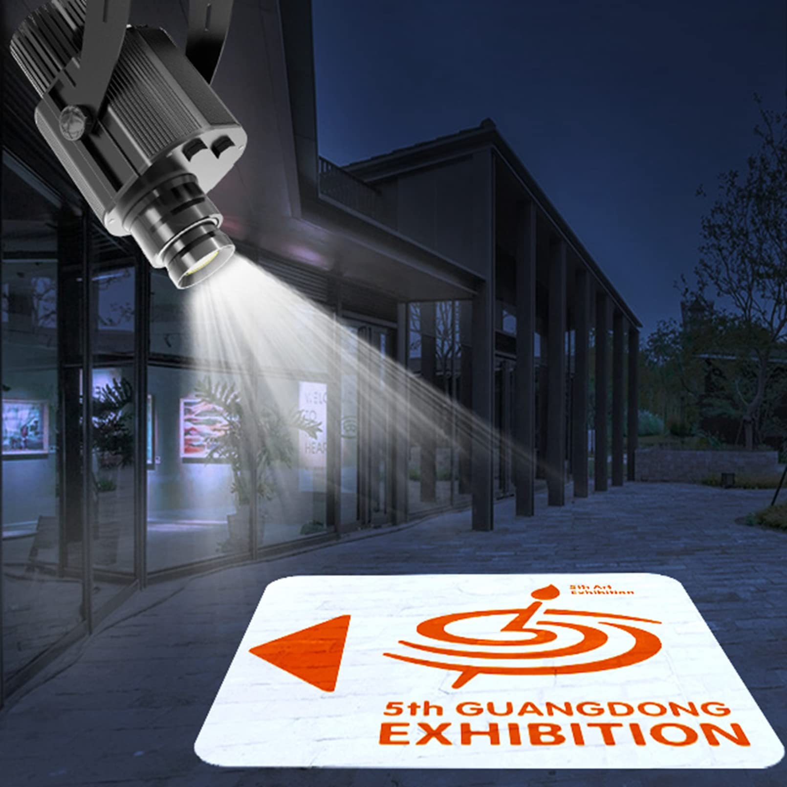 50W GOBO Logo Projector - GO -Projektor, einschließlich maßgefertigter Gobos für Hotel Car Wash Company Store Hochzeit Werbung im Freien im Freien,Schwarz