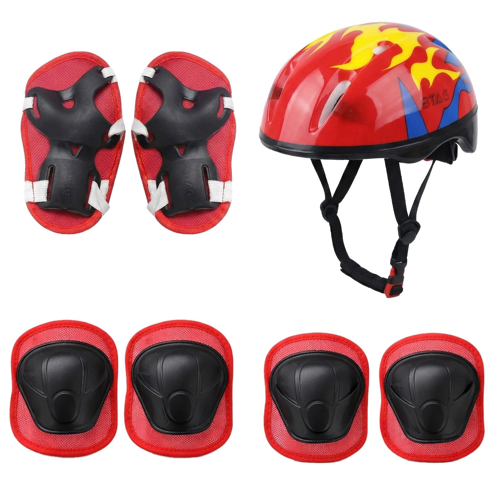 Btag Kids Safety Gear Set with Helmet | Knee Pads, Elbow Pads & Wrist Guards | Protective Kit for Skating & Cycling | Blue-image-15