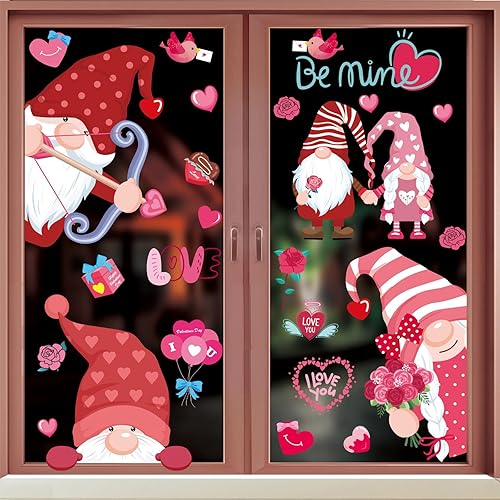 Miniatura 5 de GYGYL 9 hojas de 126 piezas de calcomanías para ventana del día de San Valentín para decoración de San Valentín, suministros de fiesta de boda,