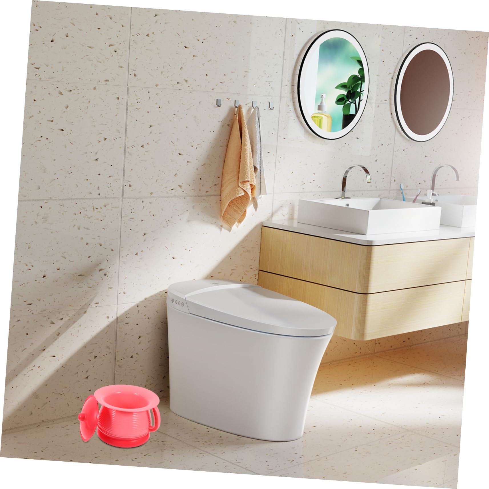 2 Pezzi Toilette per secchio per vasino da viaggio pentola ciotola dell'urina secchio per orinatoio secchio per comò orinali vaso da toilette plastica rosa