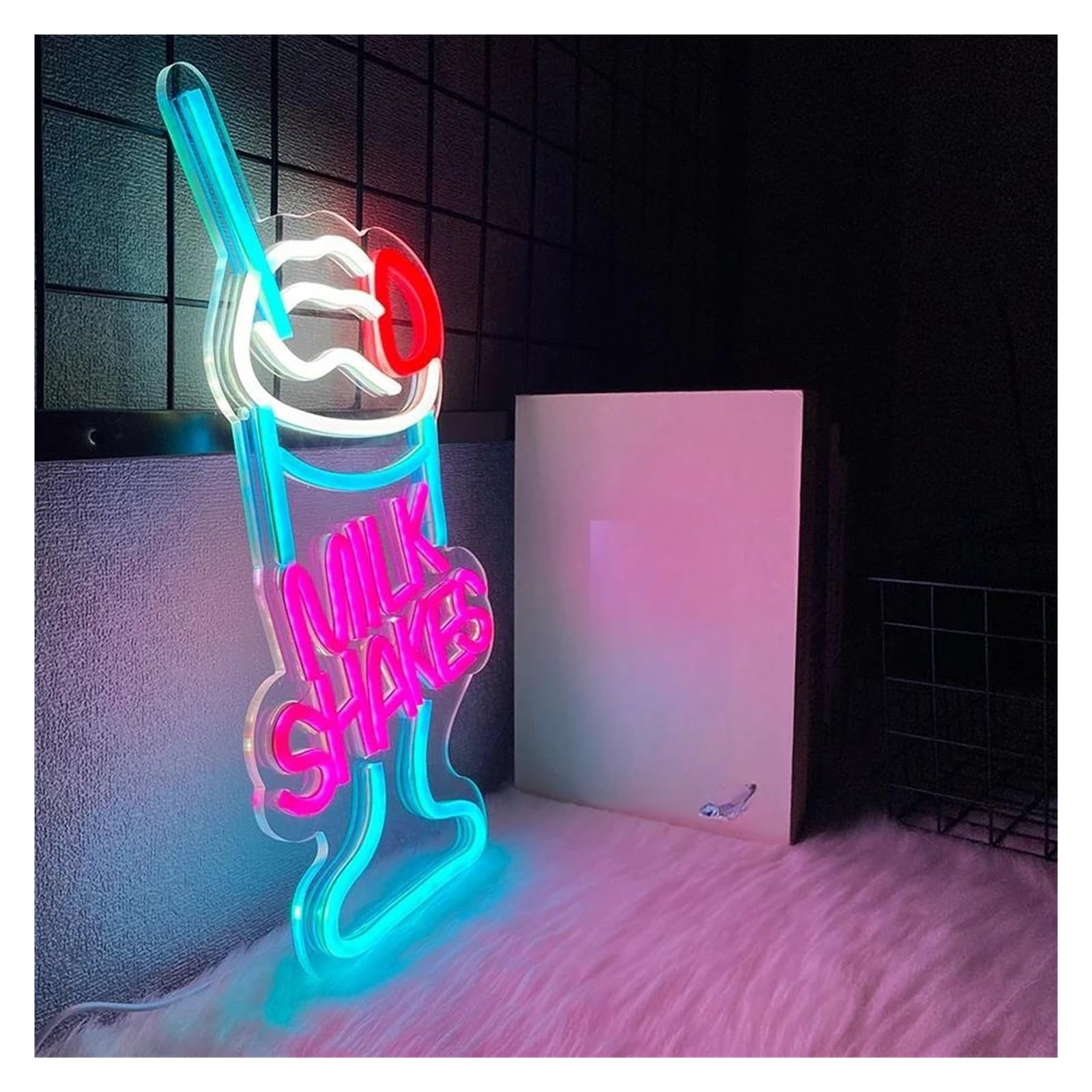 Insegna al Neon Milk Shakes Neon Signs Gelato, Cibo Bevande Ristorante Luci Neon Decorazione Da Parete 40cmх23.5cm