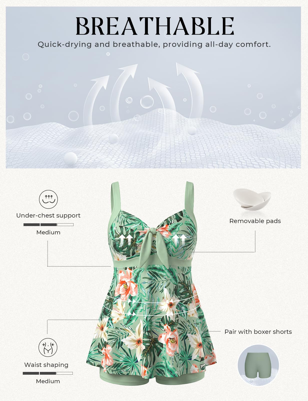 Hanna Nikole Costume da bagno da donna con controllo della pancia, tankini taglie forti, con scollo a V, cinturino regolabile, abbigliamento da spiaggia