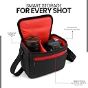 Favria Camera Bag for DSLR & Mirrorless – Fits Nikon, Canon, Sony – Camera Bag for Travel – Shockproof Sling Case for Lens – Water-Resistant Compact Photography Bag (Black Red) gallery image