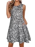 Women's Summer Dresses 2025 Beach Casual Sleeveless Floral Print Tank Loose Sundress with Pocket