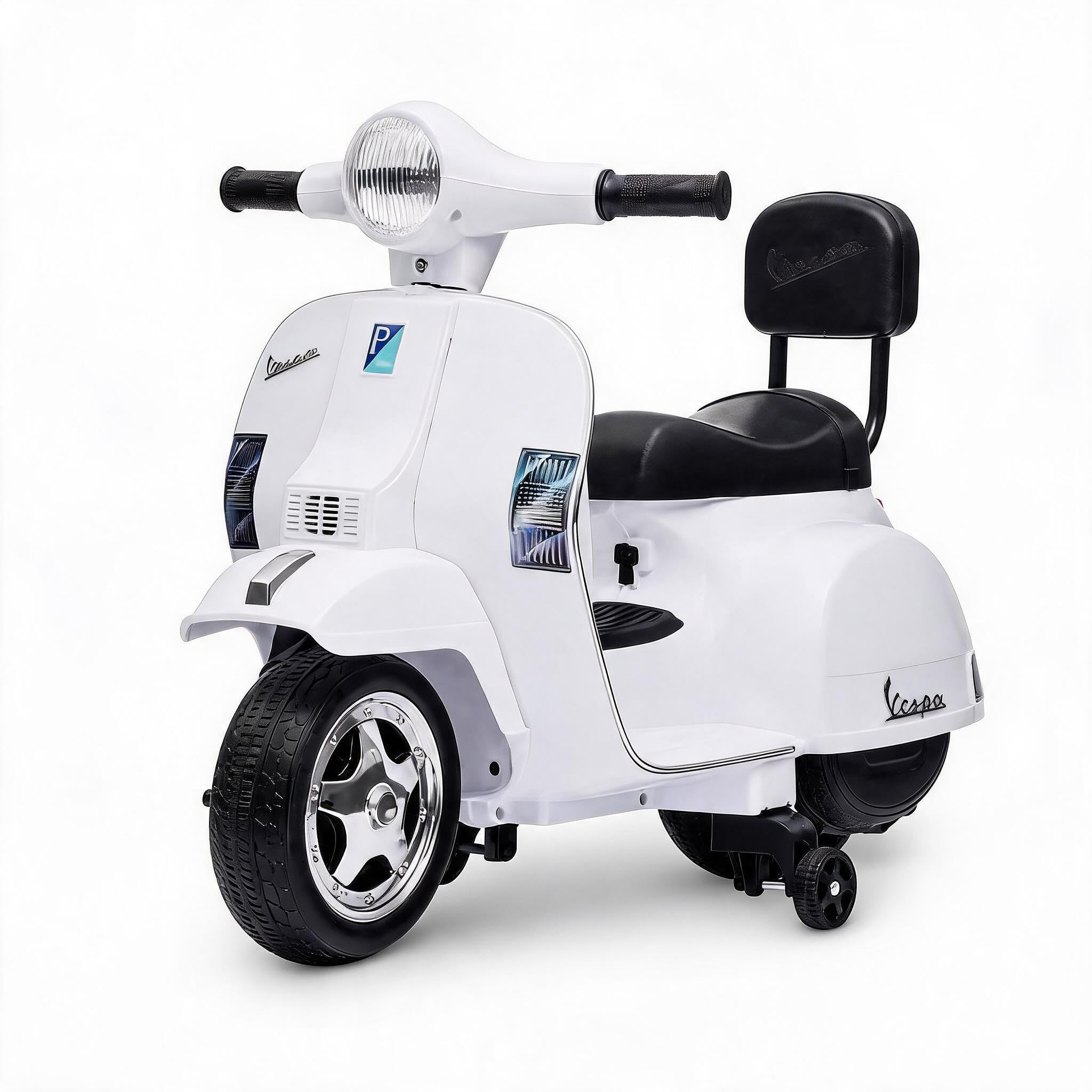 Licensed Classic Vespa 6V Kids Electric Ride-on Scooter Motorcycle White