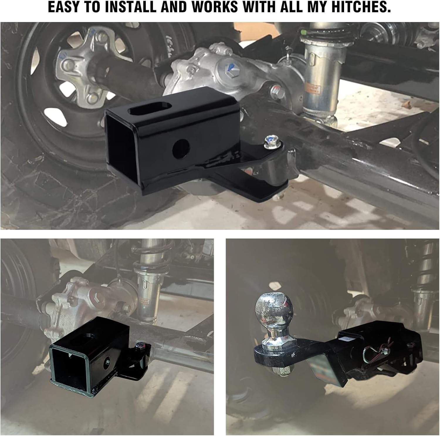 Rear 2" Receiver Hitch, 4 Wheeler Hitch Extension, ATV Hitch Receiver with Bolts/Washers/Lock Nuts, Fit for Honda 2001-2014 Rubicon TRX 500, 2007-2024 Rancher TRX 350 400 420 450 500 520, Recon 250