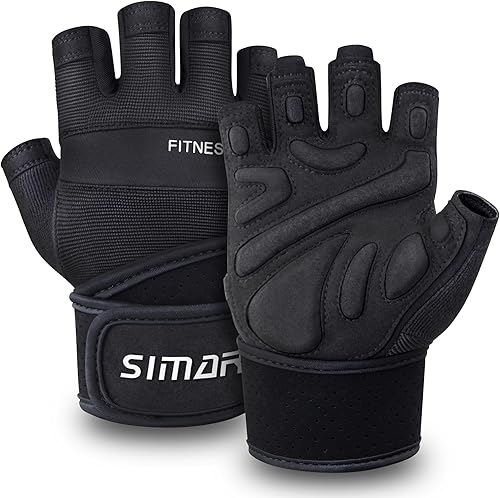 SIMARI Guantes de entrenamiento acolchados para hombres y mujeres, guantes de levantamiento de pesas ventilados con soporte de muñequera, protección