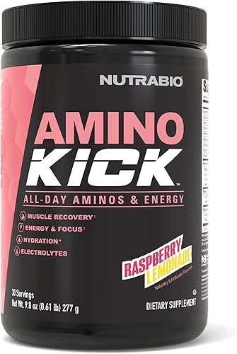 Miniatura 10 de NutraBio Amino Kick - Fórmula energética de aminoácidos - BCAA electrolitos para hidratación cafeína natural piña passionfruit