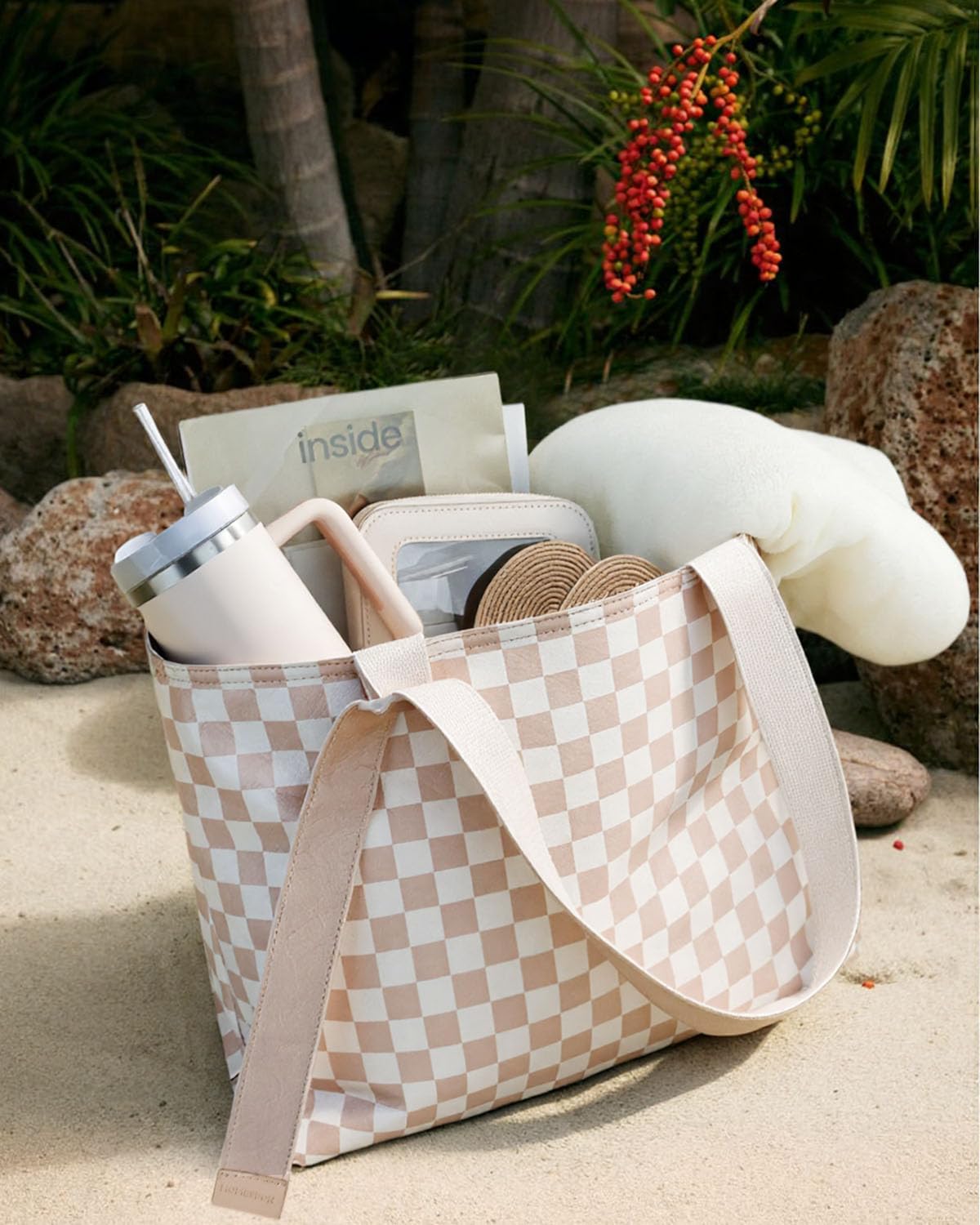 HOMESPON Dupont Tyvek - Bolsa de playa grande impermeable con cremallera y bolsillo húmedo para mujer
