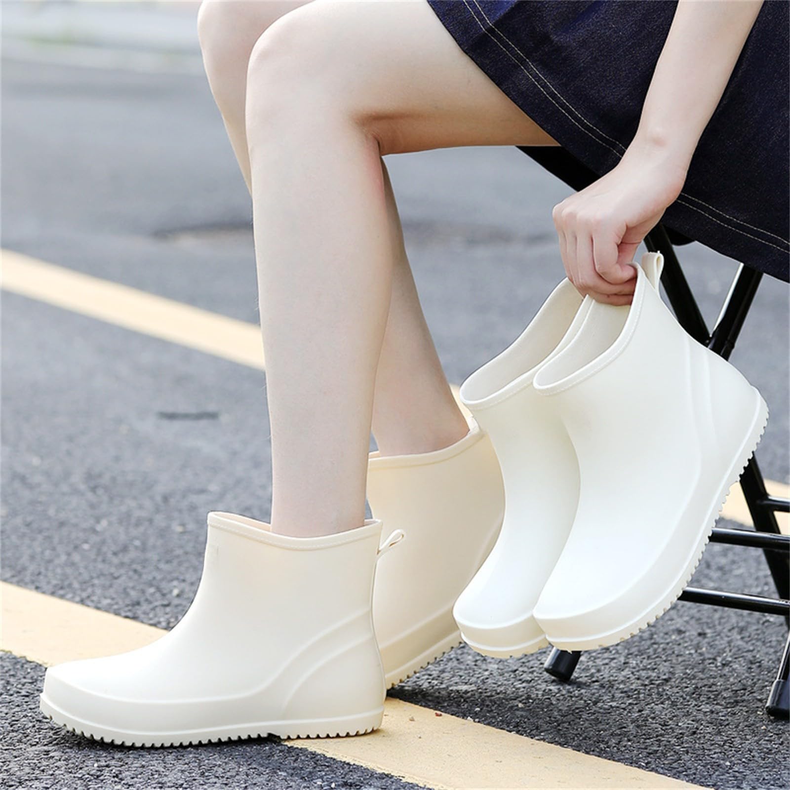 Botas de goma para mujer, impermeables, botines de goma, botas de lluvia, botas de lluvia, botas de lluvia, botas de goma, antideslizantes, zapatos de jardín, botines de tobillo, botas de lluvia para
