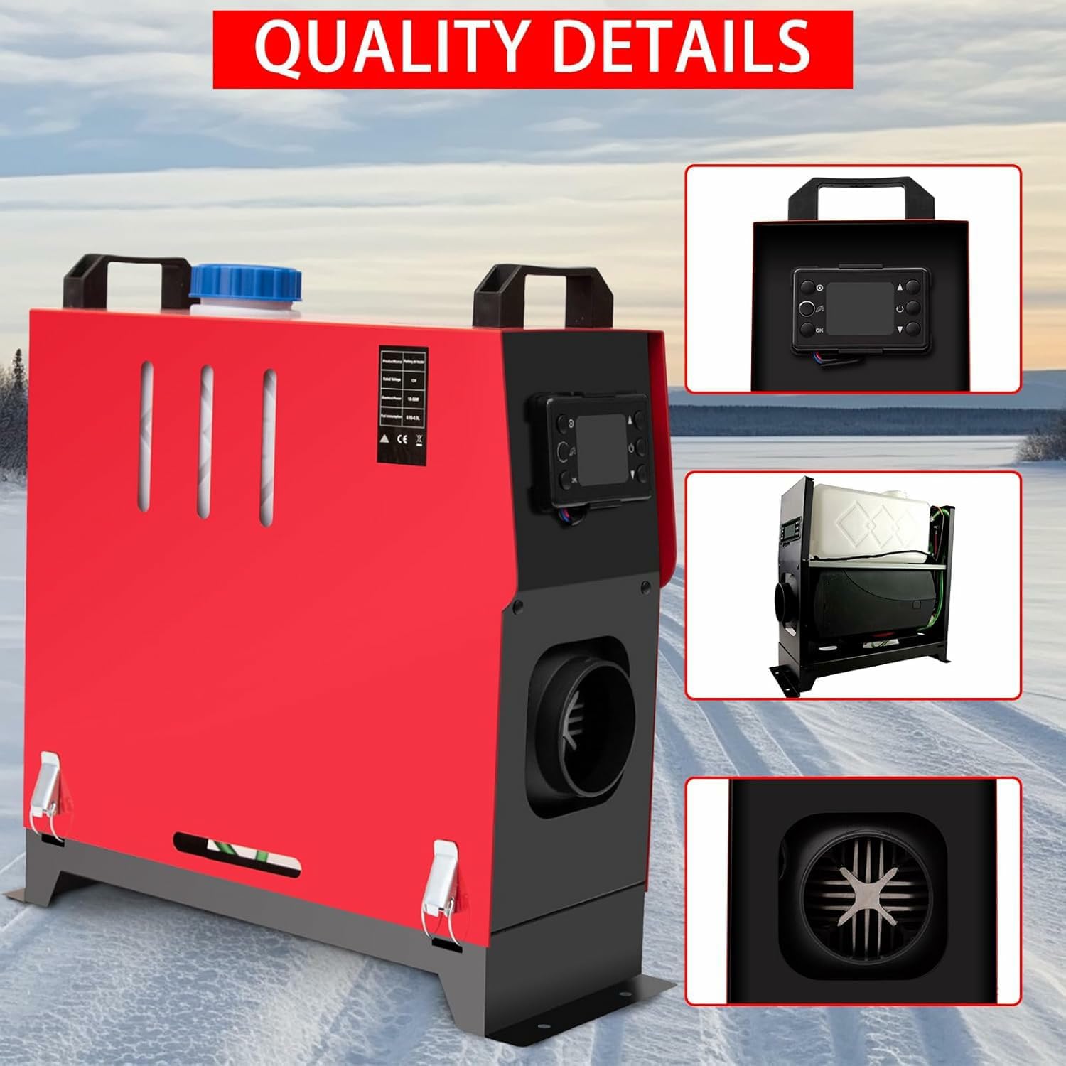 12V Dieselheizung, 8KW Diesel Standheizung,Air Standheizung mit LCD-Monitor & Fernbedienung,Diesel Lufterhitzer für Wohnmobil Auto KFZ PKW LKW Wohnwagen RV Yacht (Rot)