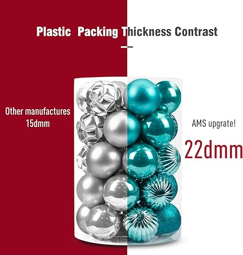 Miniatura 95 de AMS 2.36''/60mm 34ct Christmas Ball Large Ornaments Party Decorations Shatterproof Festival Pendant Hangings for Xmas Tree Decor (60mm, Purple)