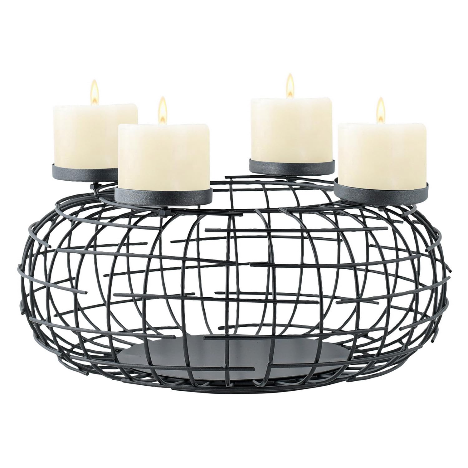 Moderner Adventskranz Carvo handgefertigt aus Metall in Schwarz modern