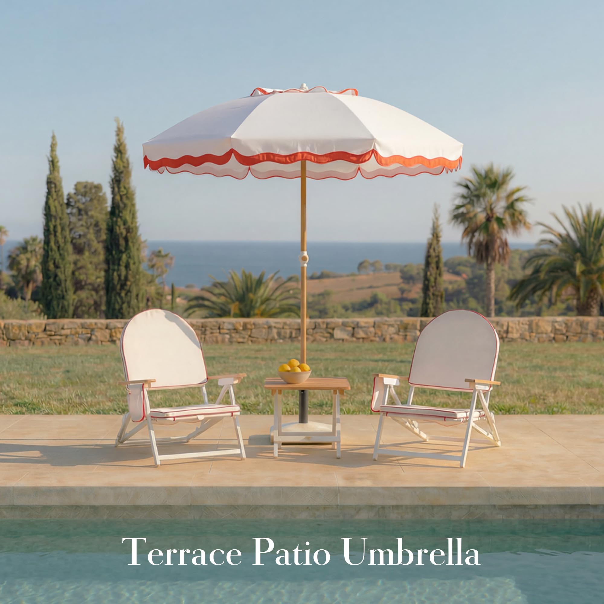 DEER LAND 6FT Patio Beach Umbrella, UPF 50+ Sun Shade, Adjustable Tilt