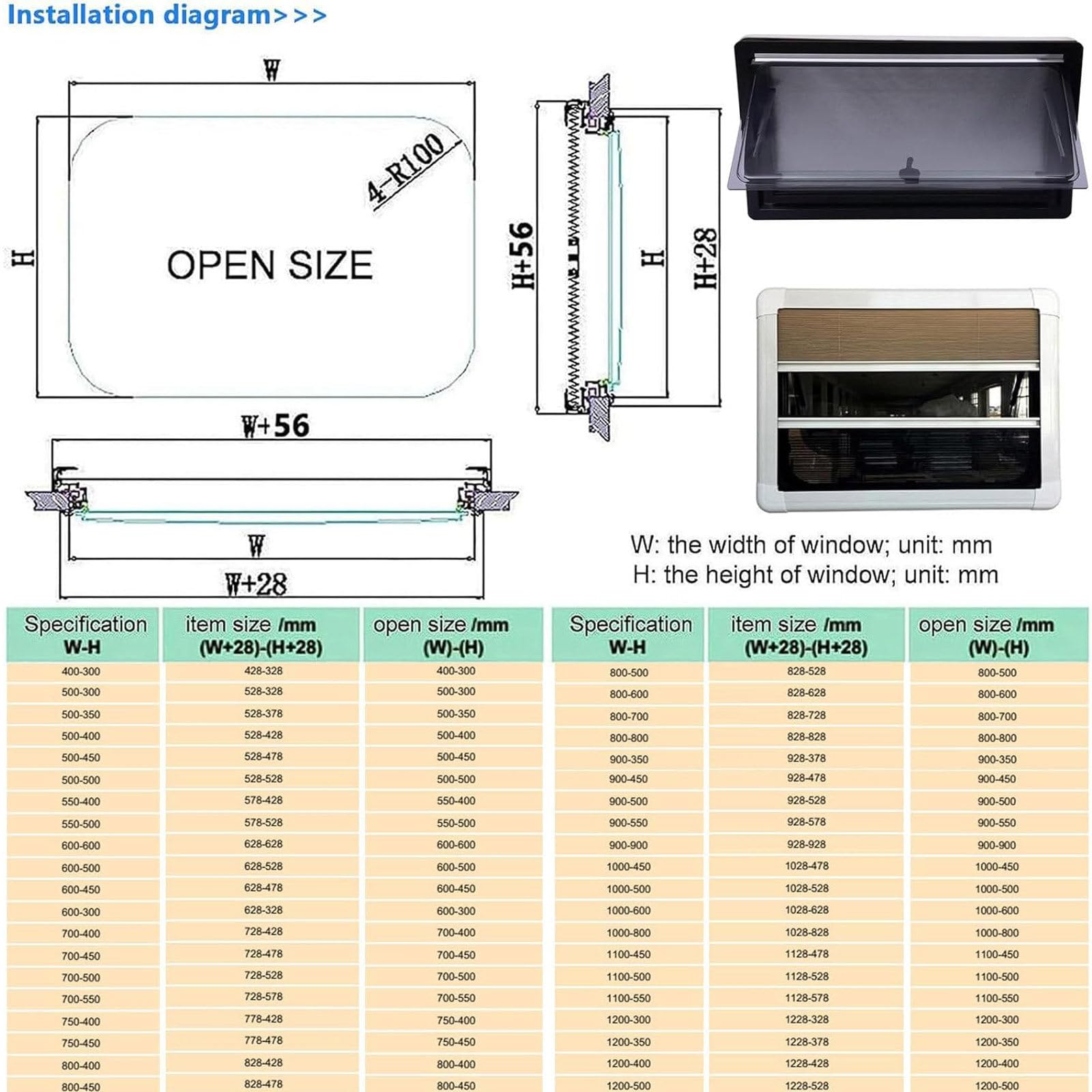 Fenêtre latérale de Caravane, fenêtre de Caravane, fenêtre coulissante avec moustiquaire, fenêtre d'aération pour véhicules de Caravane RV, caravanes, Camping-Cars 700 * 550mm