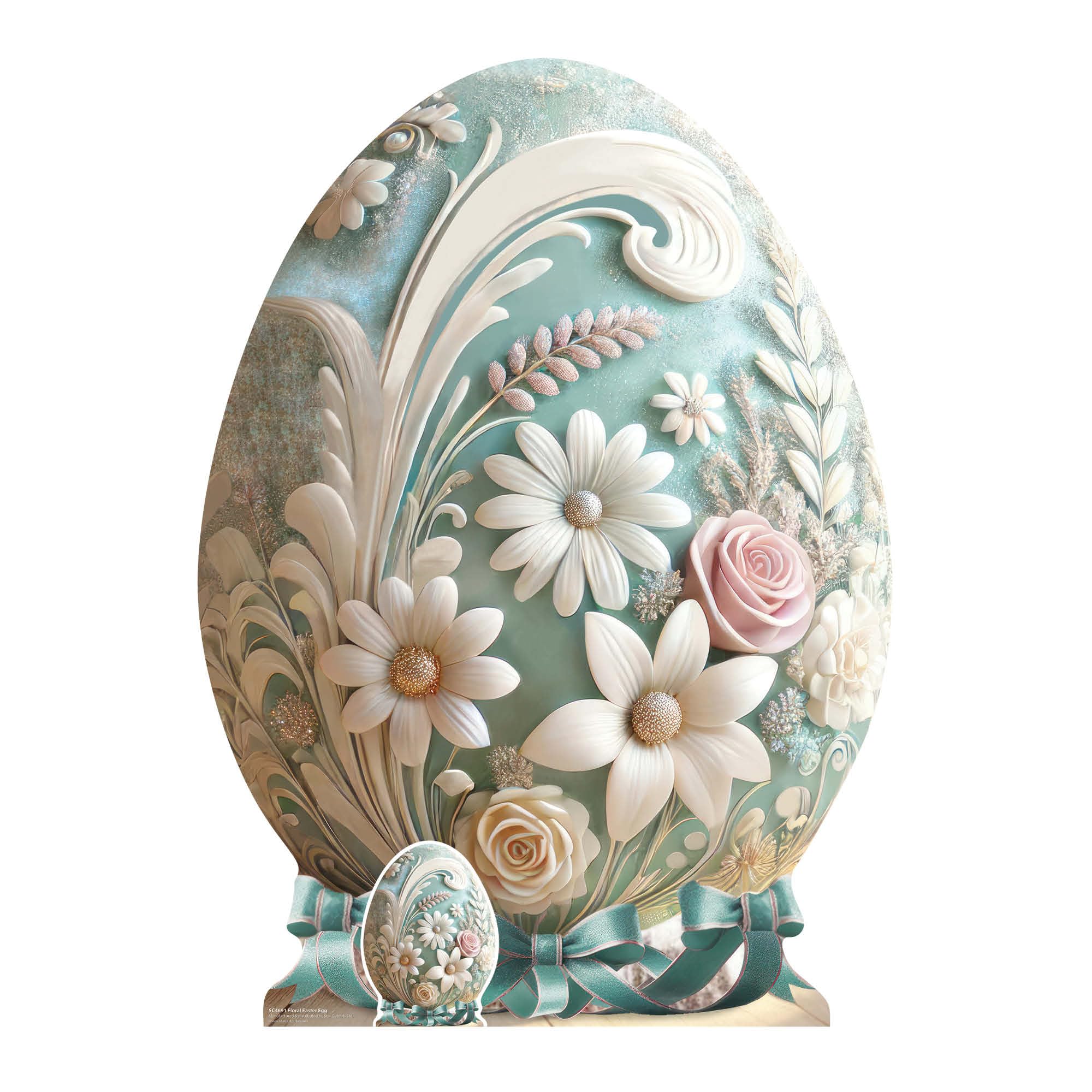 Floral Easter Egg Cardboard Cutout with Free Mini Standee - Pastel Colours