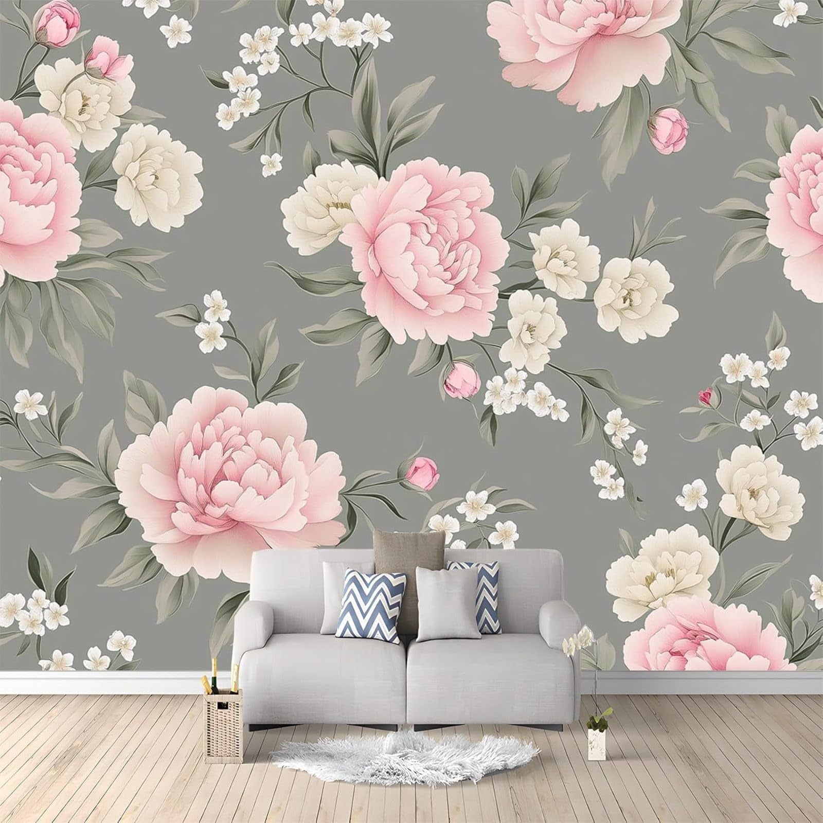 kfjhgbdshhj Traditional Floral Pattern Peony Wallpaper 3D Non-Woven Wallpaper Decoration Study Room Living Room Restaurant Cafe,150cmx105cm