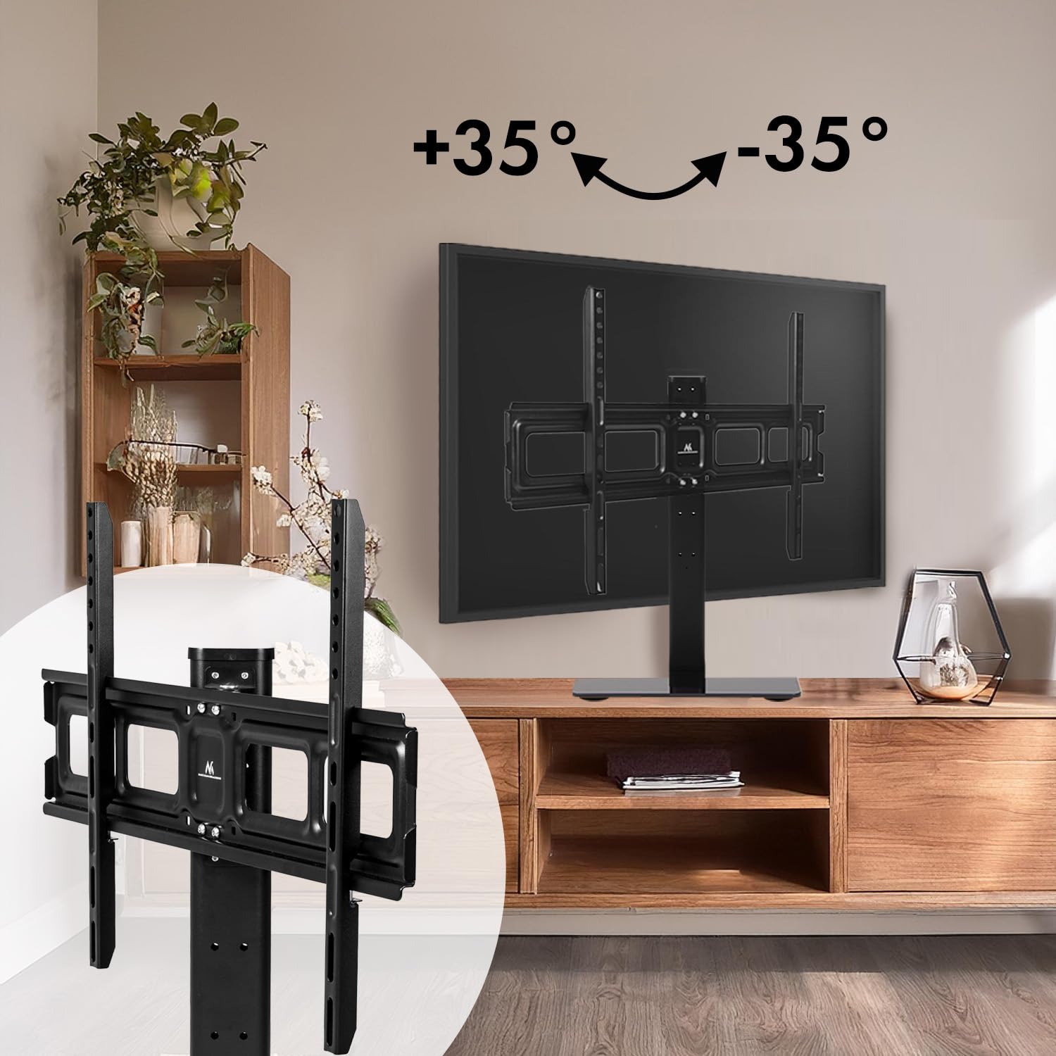 Maclean Universal TV-Ständer für für 32-75" Zoll Fernseher bis zu 40 kg | Höhenverstellbar in 3 Höhen | Max.VESA 600x400 mm | TV Standfuss Fernsehständer | Sockel aus gehärtetem Glas