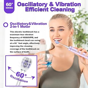 Metal Electric Toothbrush with UV Mode, Vibration and Oscillation Electric Toothbrush for Adults, 6 Brush Heads & Travel Case & Dust Cover, 5 Modes & Built in Timer, One Charge Last 120 Day(Rose)