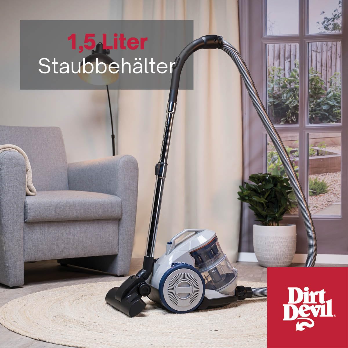 Dirt Devil Staubsauger ohne Beutel DD2501 - Bodenstaubsauger 850W - HEPA 12 Filter - 7.5M Reichweite - mit Combibrush – Bild 6