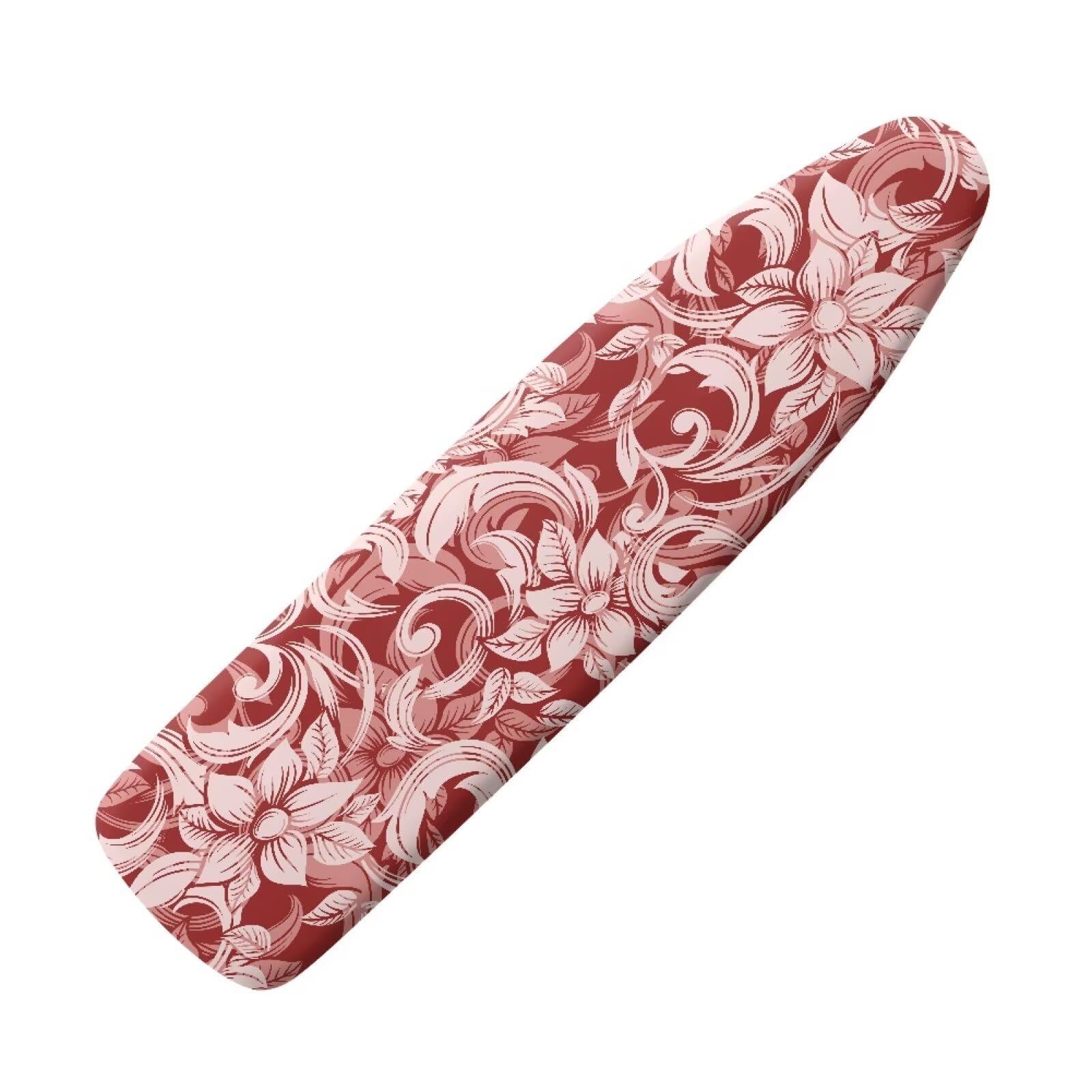 Drnuikhe Red Damascus Floral Prints Ironing Board Cover Extra Large Elastic Edges Nylon Buckle Straps Fasteners S (14 x 45 in) Resist Scorching Staining Breathable Wear-Resistant Easy Install