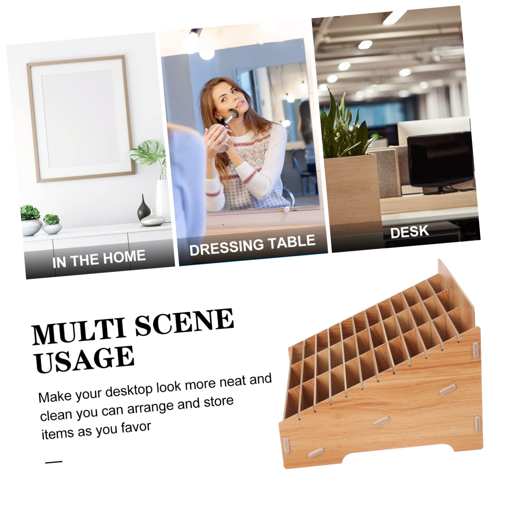 Scatola Portaoggetti in Legno Da Scrivania Scomparti Multipli Organizer Per Telefono Contenitore Da Tavolo Casa