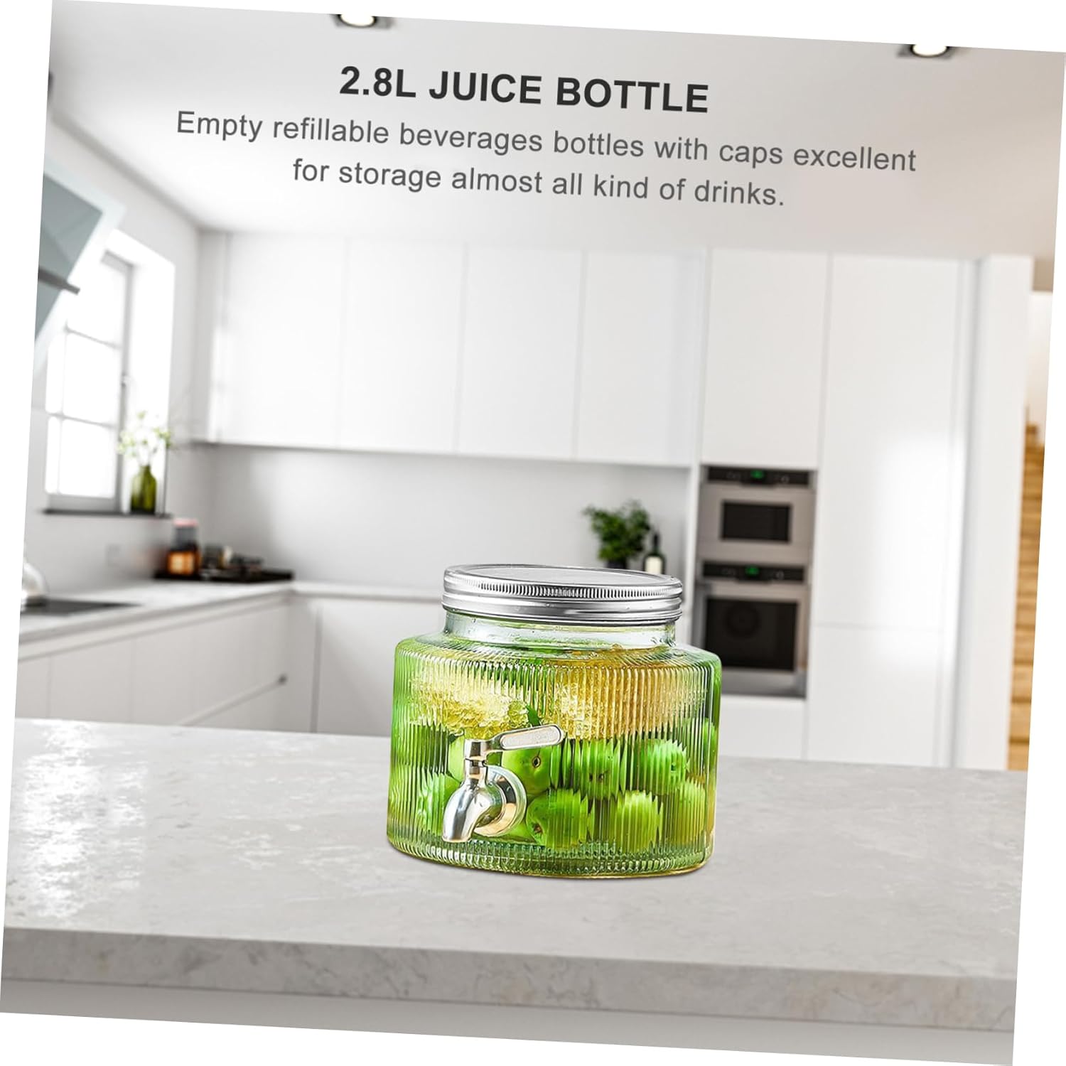 Glass Jar Tap Dispenser Beverage Storage Unique Design for Cocktails Water and Lemonade