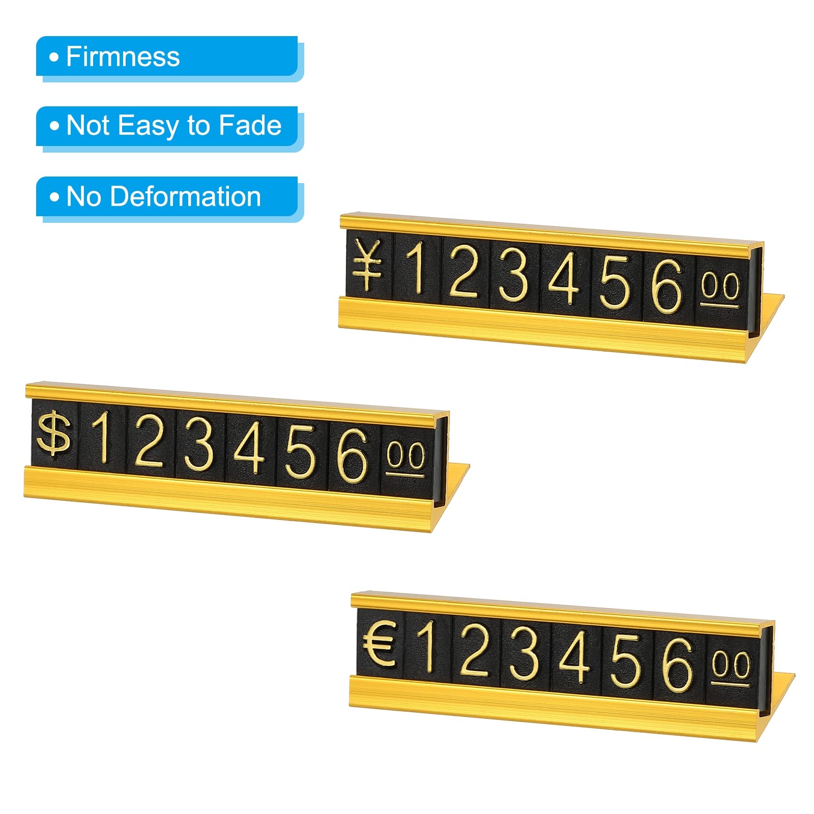 PATIKIL Price Cube Display Price Blocks Adjustable Removable Number Price Stand Gold Tone Counter Price Display for Retail Gold Tone on Black Thousand Digit - Image 4