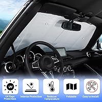 Vista 3 de Parasol para parabrisas compatible con Mazda MX-5 NC RF Miata 2009-2015, parasol plegable para ventana delantera, visera de protección solar