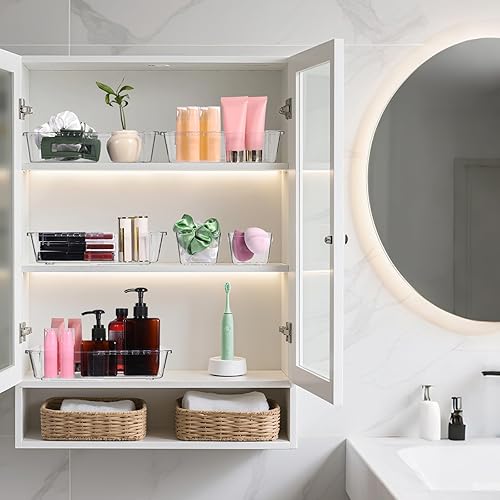 Miniatura 5 de 6 organizadores de cajones transparentes, contenedores de almacenamiento ajustables (2 tamaños), organizadores de escritorio y tocador para