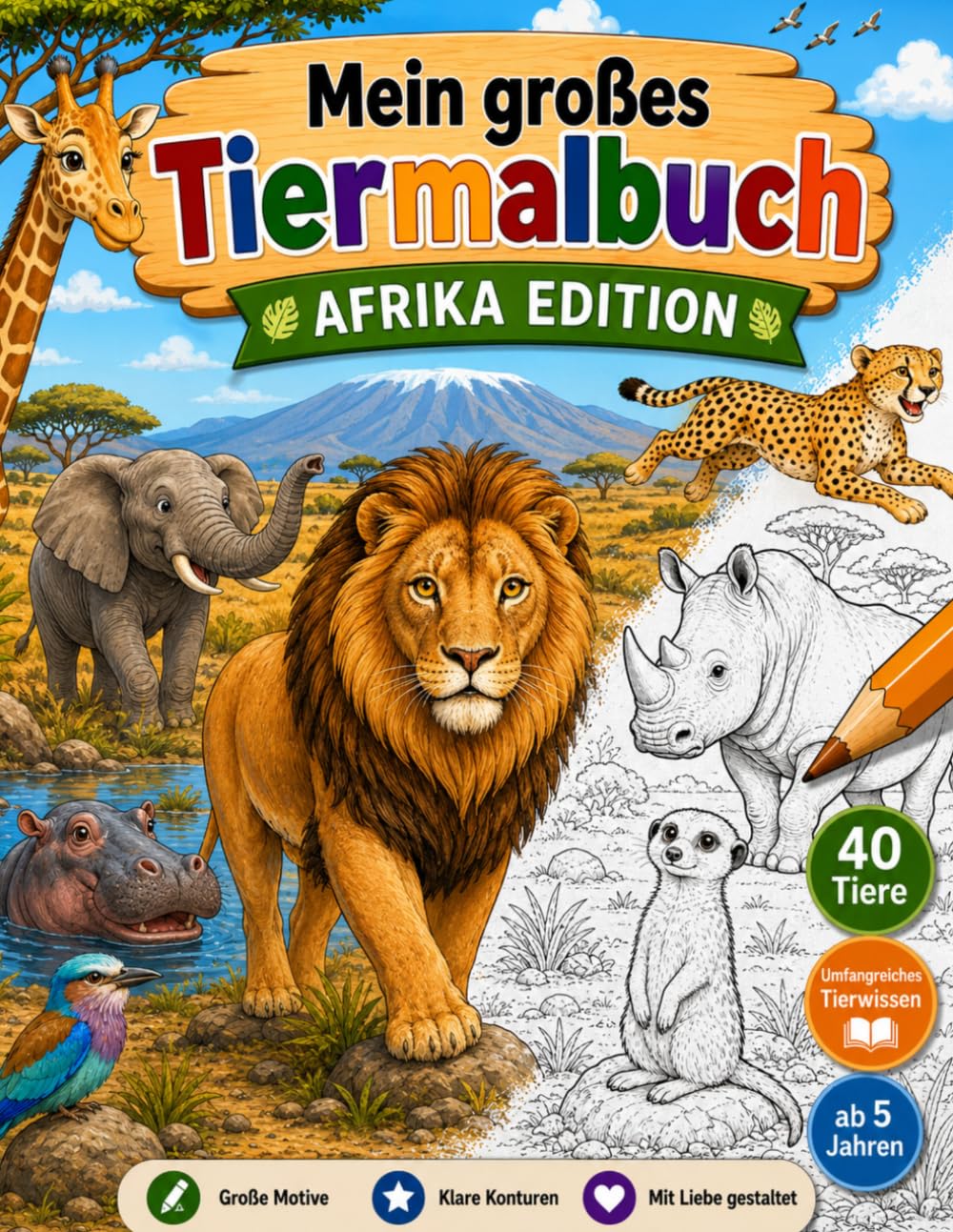 Mein großes Tiermalbuch: Afrika Edition