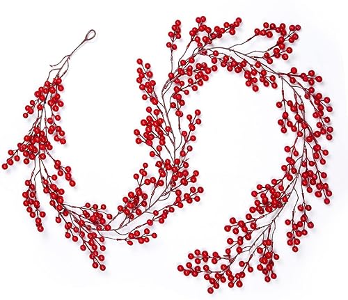 Guirnalda de Navidad de bayas rojas para el hogar, decoración de guirnalda de bayas para interiores y exteriores, vacaciones, Navidad, cena, fiesta,