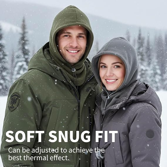 Winter Balaclava Ski Mask for Women Men, Polar Fleece Convertible Balaclava Hoodie Hat Scarf Black/Gray/Beige/Green