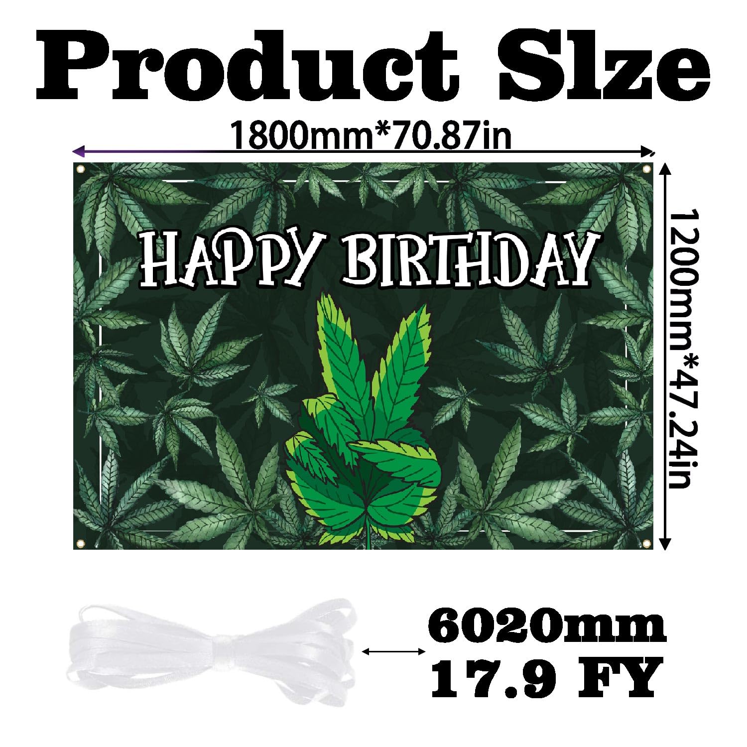 Natürliches Pflanzen-Banner 'Happy Birthday' – 90x185 Cm, Dschungel-Design, Perfekt Für Geburtstagspartys & Fotohintergrund