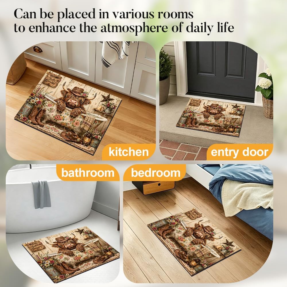Farmhouse Dryer Mat 23.6x19.7 Inch, Highland Cow Dryer Protector Top Mat
