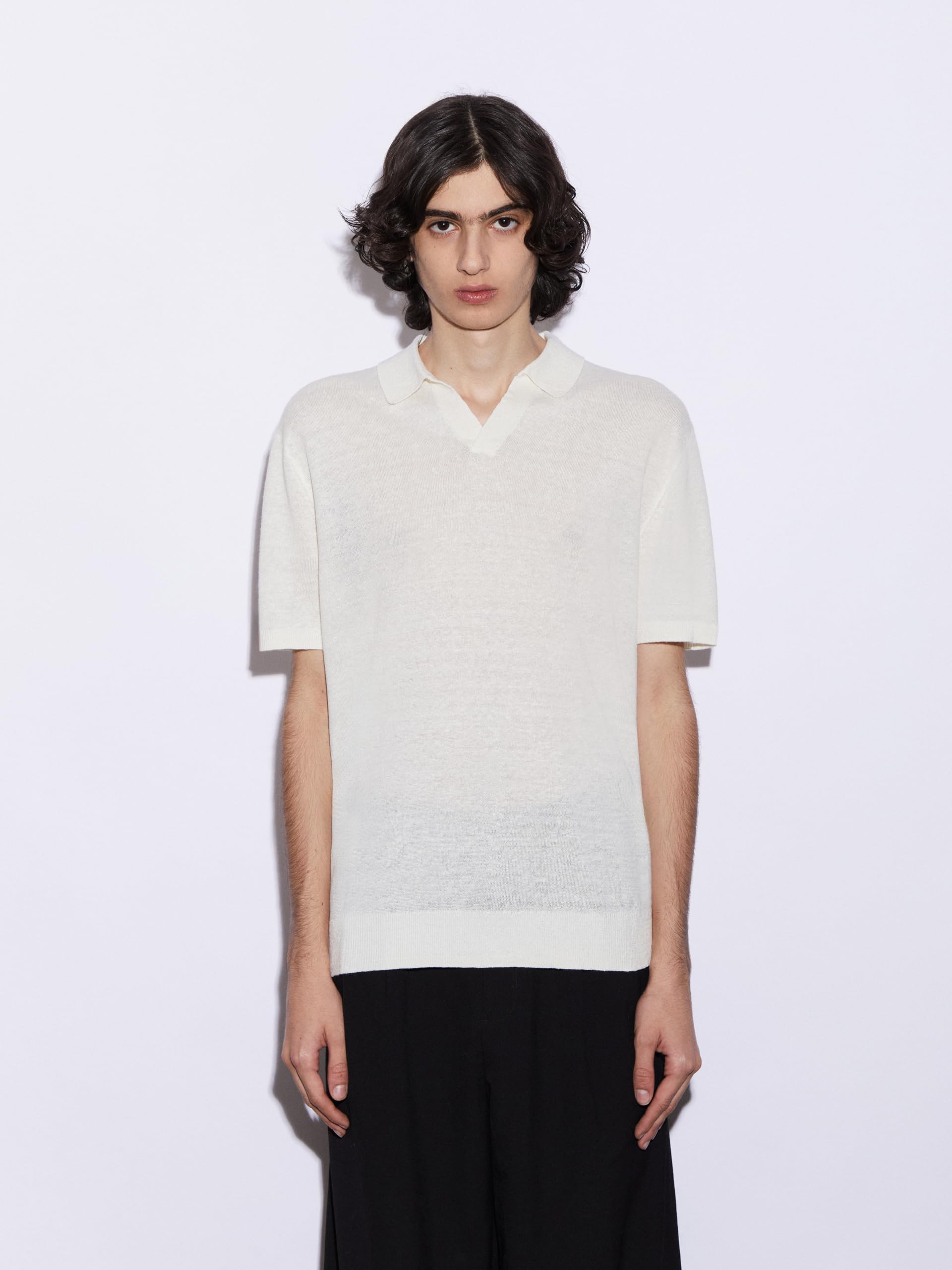 Diana Studio - Polo sans Boutons en 100% Lin, Homme, Manches Courtes, Coupe Décontractée