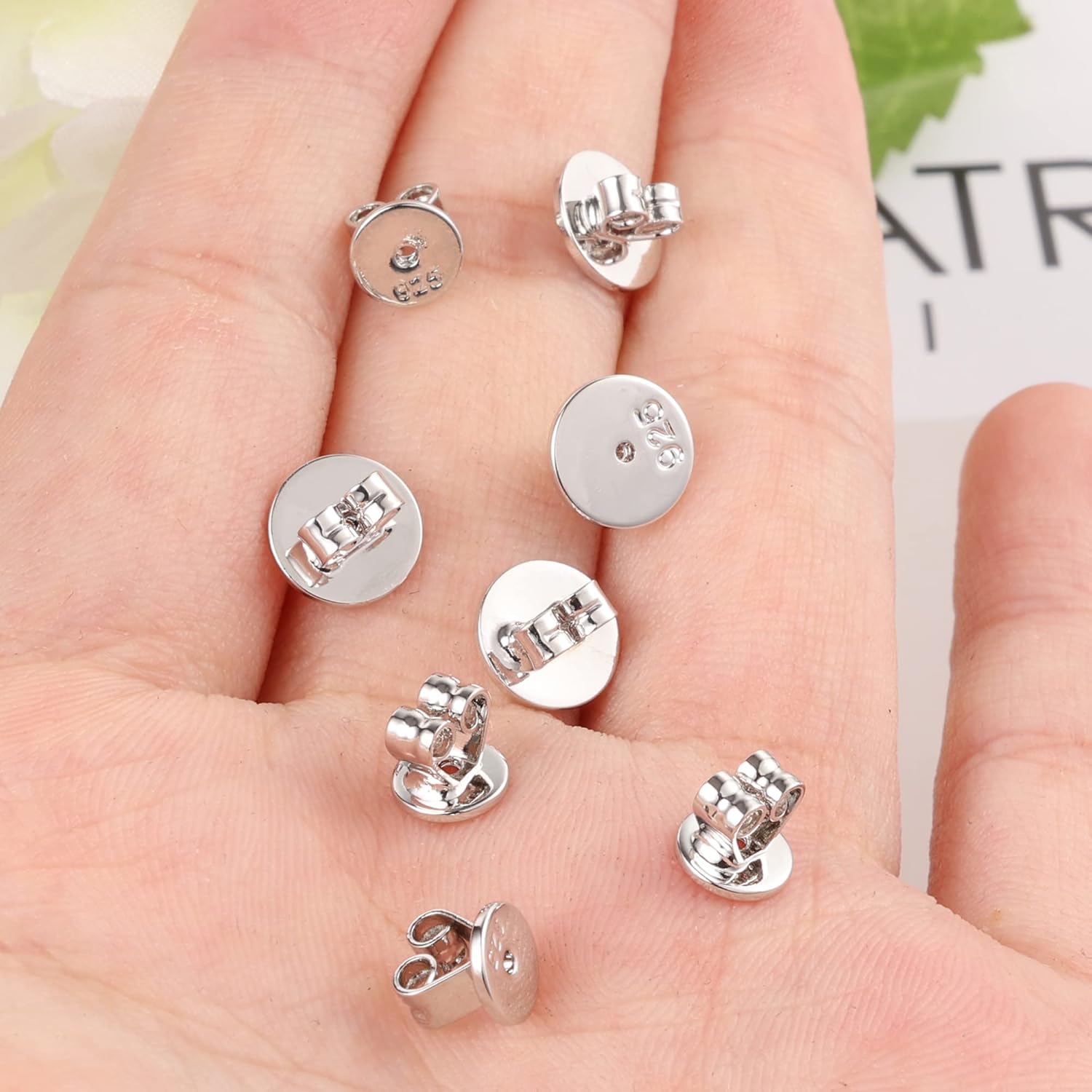 925 Sterling Silver Earring Backs for Studs Hypoallergenic Earring Backs for Droopy Ears Back for Heavy Earing Replacements(4 Pairs) - Image 4