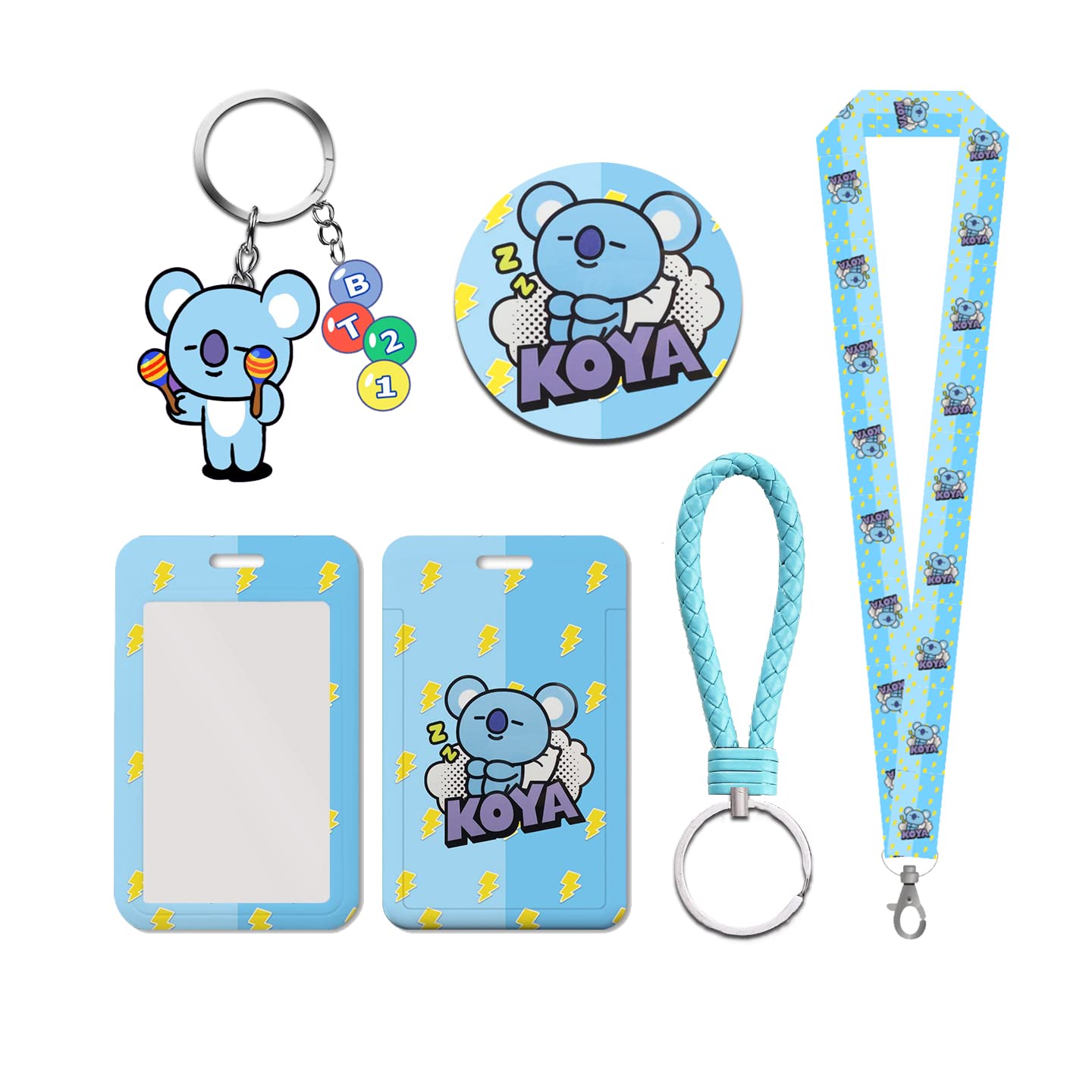 Buy Kawaii Gift SetID Card Holder with 2 Lanyard,Keychain,Button Pin