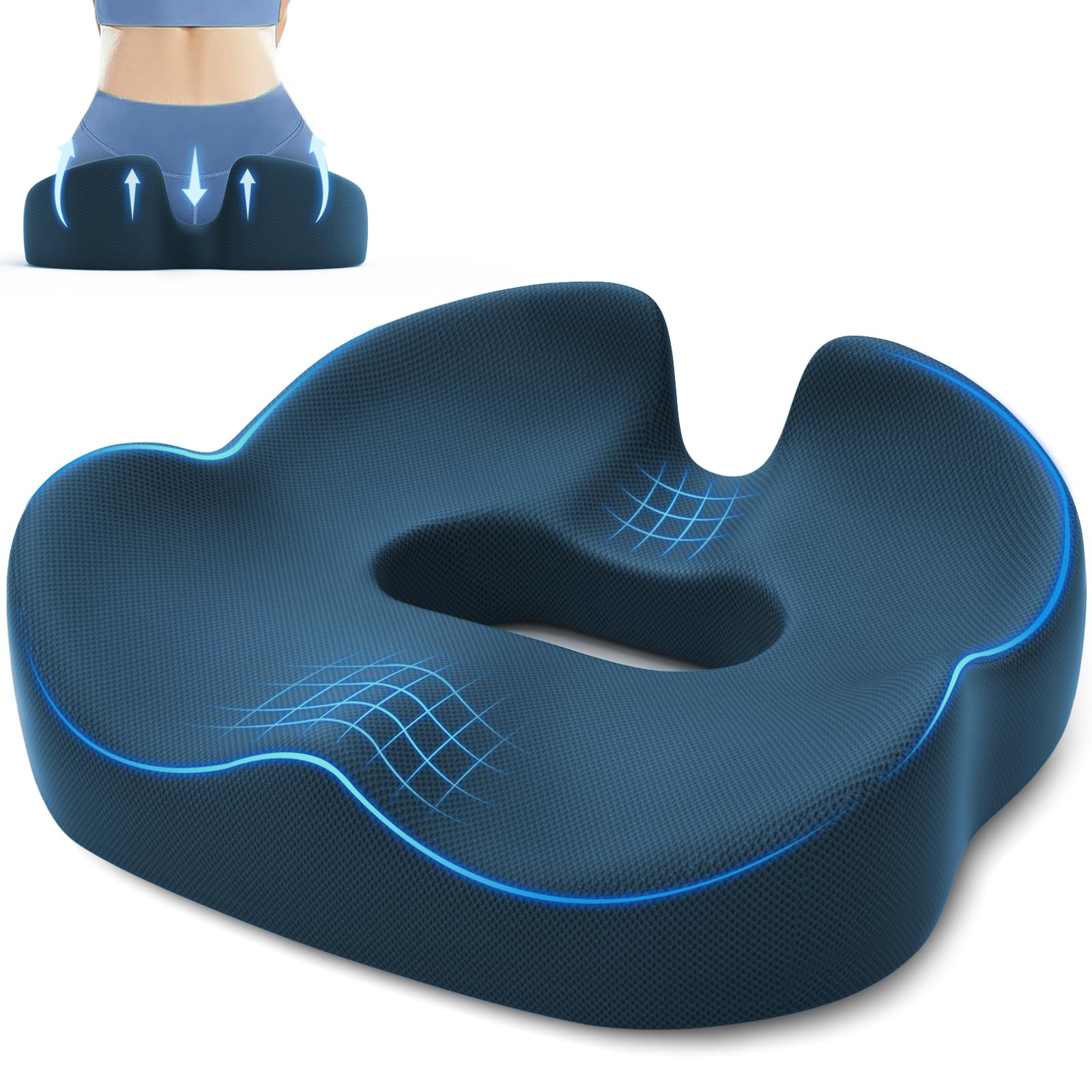 SweetSlubr Large Donut Pillow Seat Cushion, Lifting Cushions (Blue)